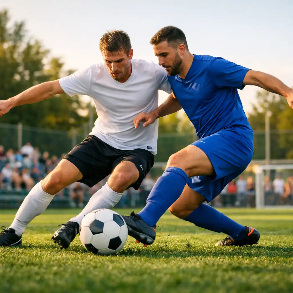 Deux joueurs disputant le ballon pendant un match de mini football